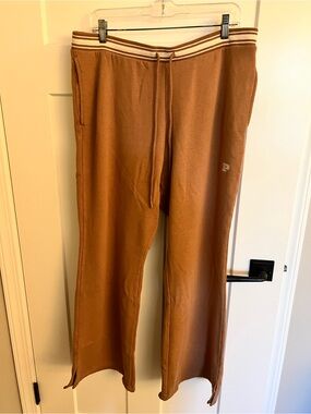 PINK Cozy Brown Lounge Pants with Striped Waistband